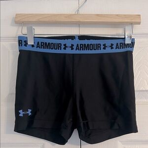Under Armour Women's Black and Blue Athletic Shorts